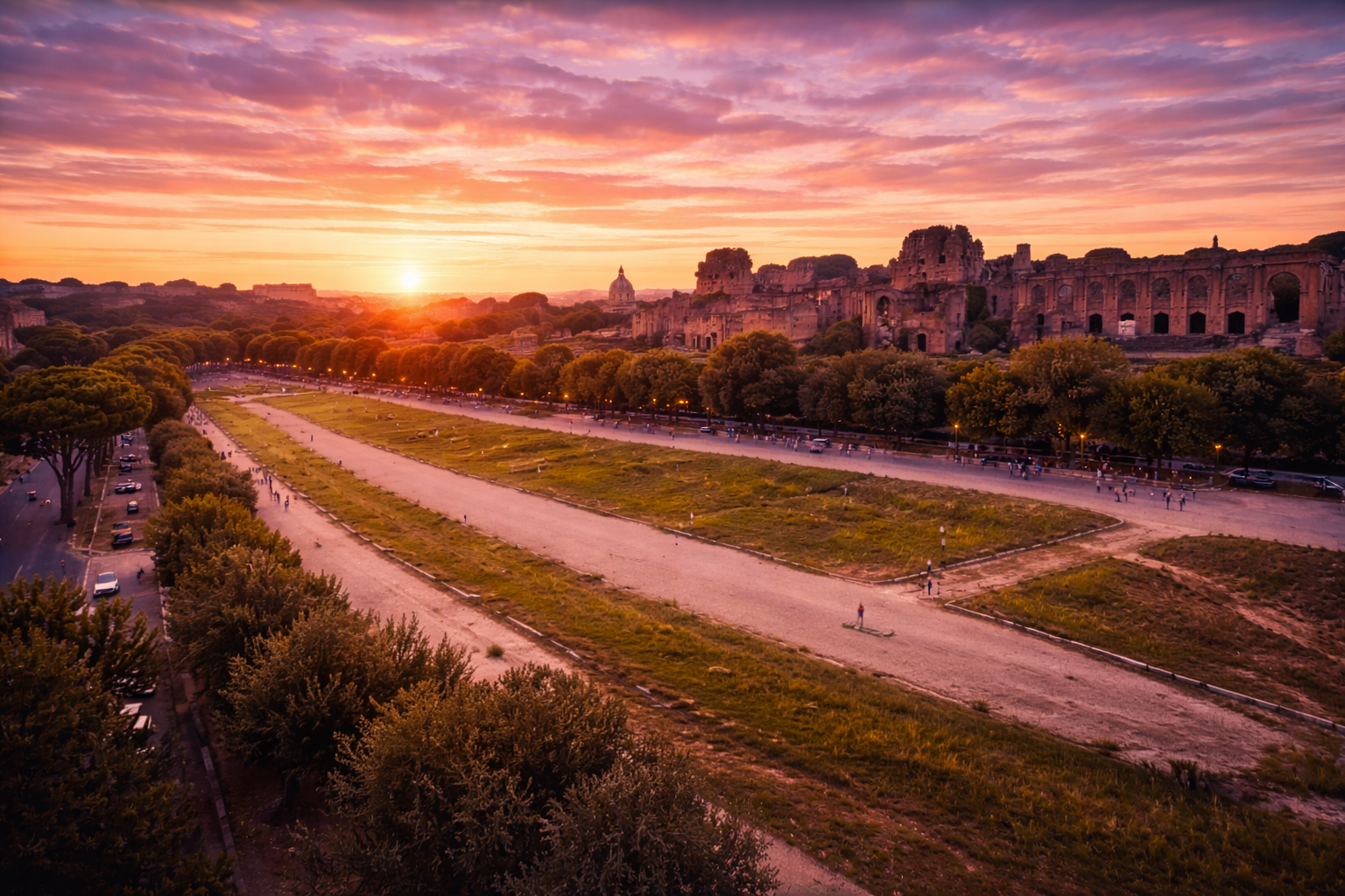 Roman Forum sunset view