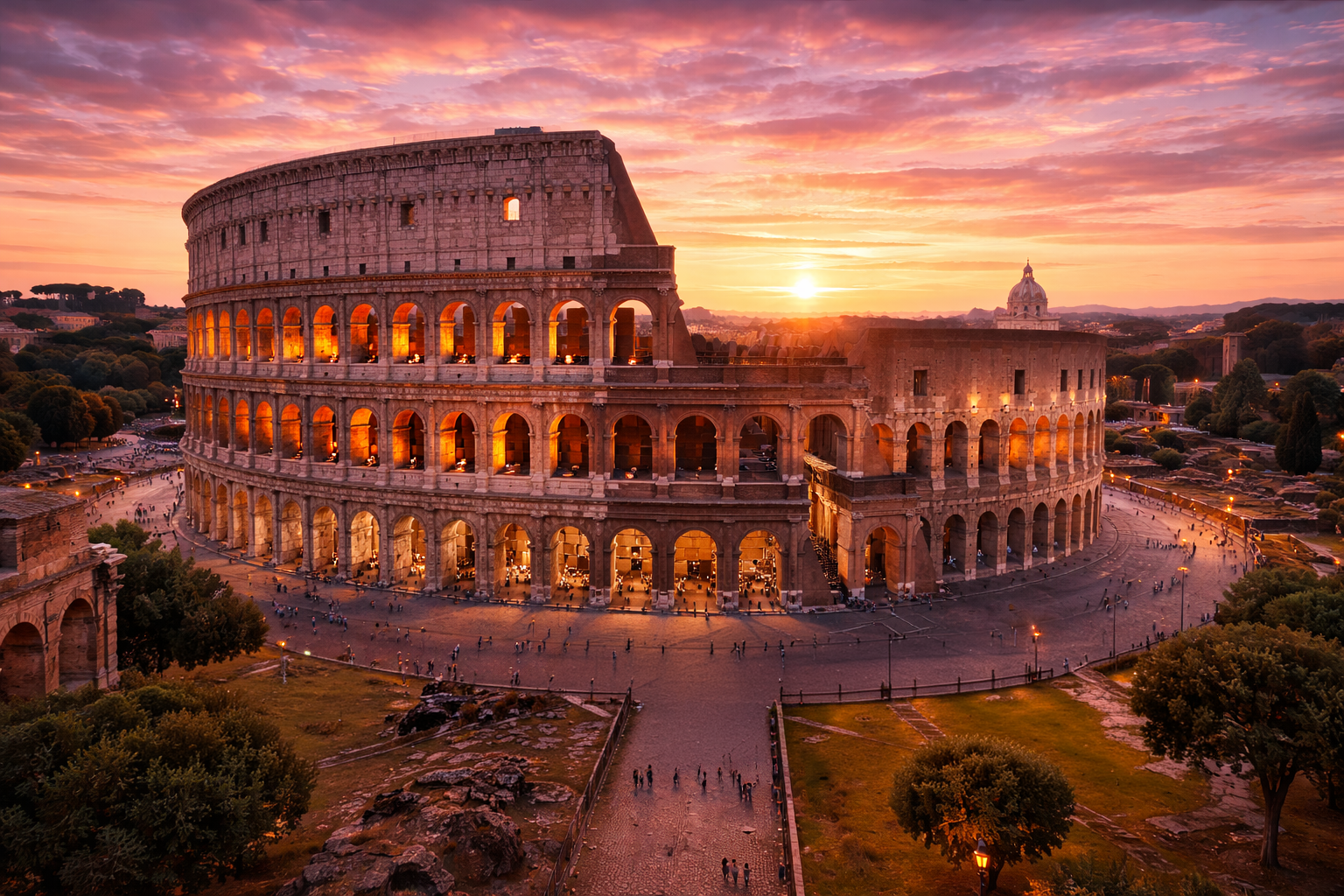 Roman Forum sunset view