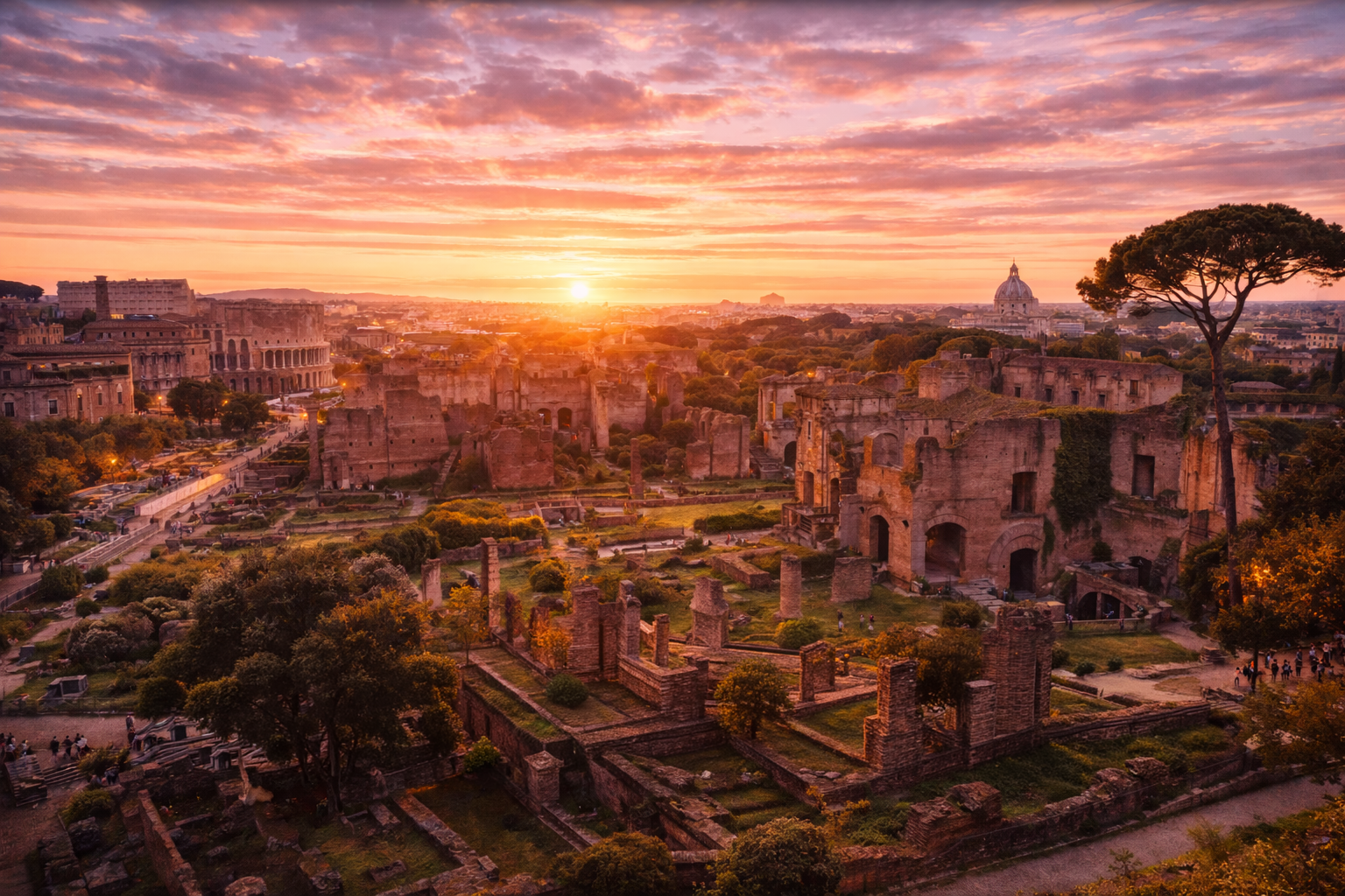 Roman Forum sunset view