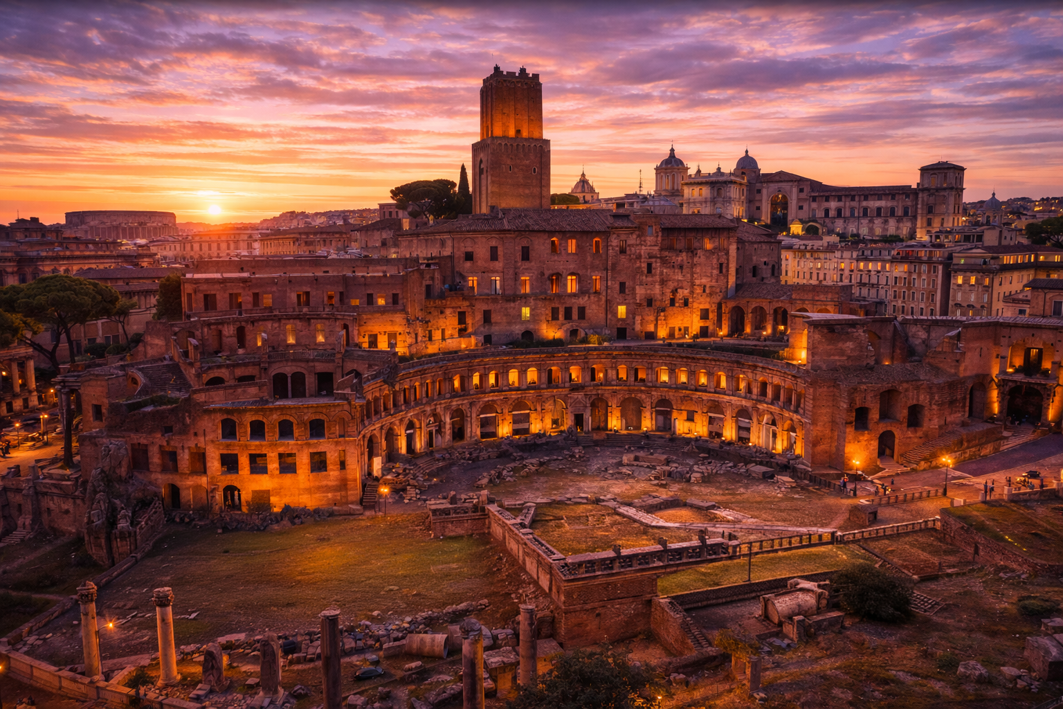 Roman Forum sunset view