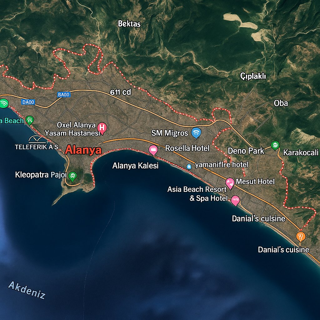 Map of Alanya and Riviera