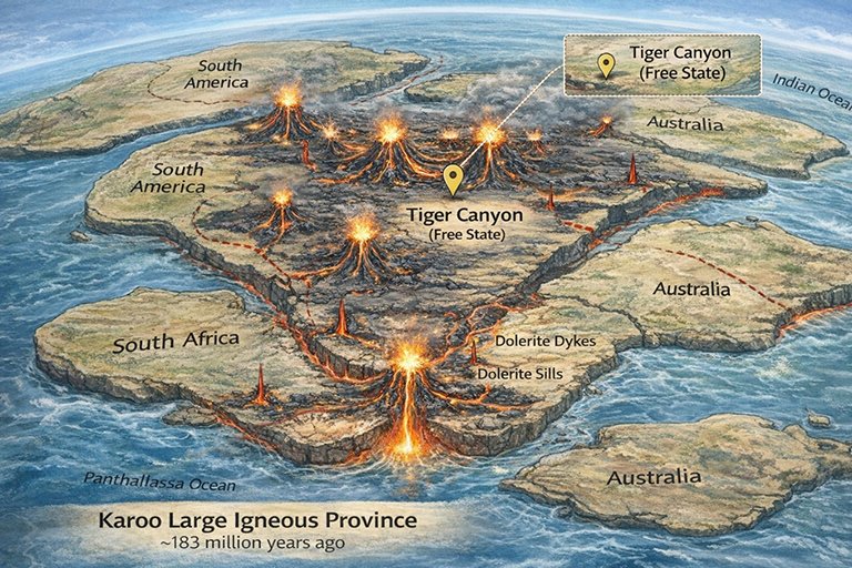 Tiger Canyon within the Karoo Large Igneous Province
